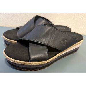 Timberland Santa Monica Sunrise Black Leather Platform Sandals Womens 8